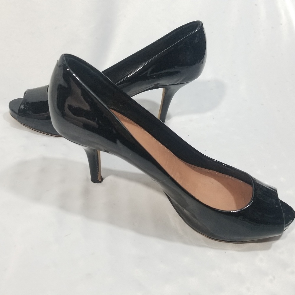 Black Patent Leather Vince Camuto Peep Toe Pumps